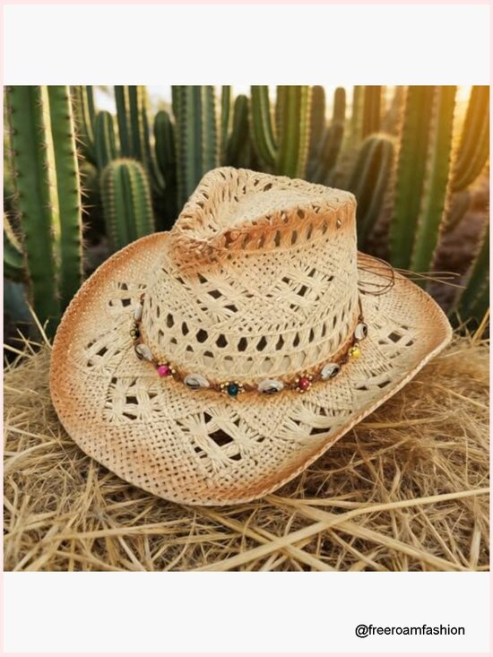 Straw Cowboy Hat with Flexible Wire Brim - Papyrus Woven main image 6